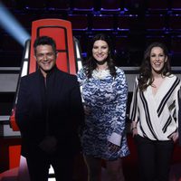 Alejandro Sanz, Laura Pausini, Malú y Antonio Orozco en la presentación de 'La Voz 3'