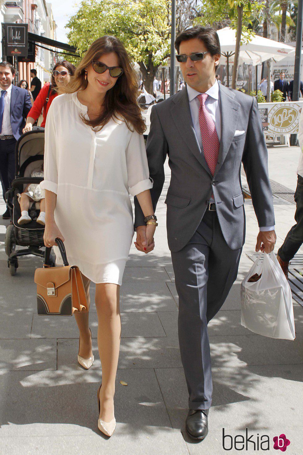 Fran Rivera y Lourdes Montes en el Domingo de Ramos de la Semana Santa de Sevilla 2015