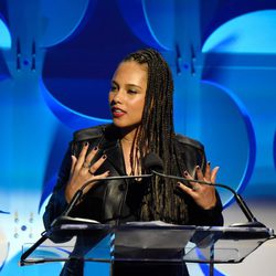 Alicia Keys durante el discurso de presentación de la plataforma Tidal