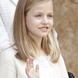 La Princesa Leonor saludando en la Misa de Pascua 2015 en Palma de Mallorca