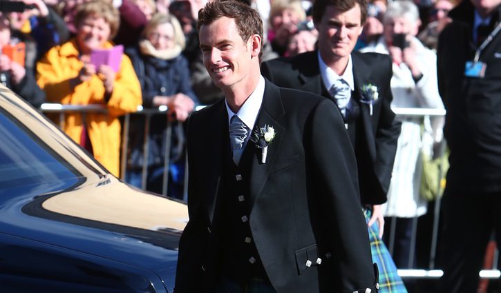 Andy Murray, a su llegada a la Catedral de Dunblane para contraer matrimonio con Kim Sears