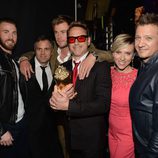 El reparto de 'Vengadores: La era de Ultrón' durante la gala de los MTV Movie Awards 2015