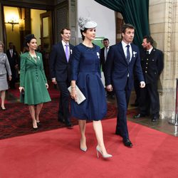 Federico y Mary de Dinamarca y los Príncipes Joaquín y Marie en la celebración del 75 cumpleaños de Margarita de Dinamarca