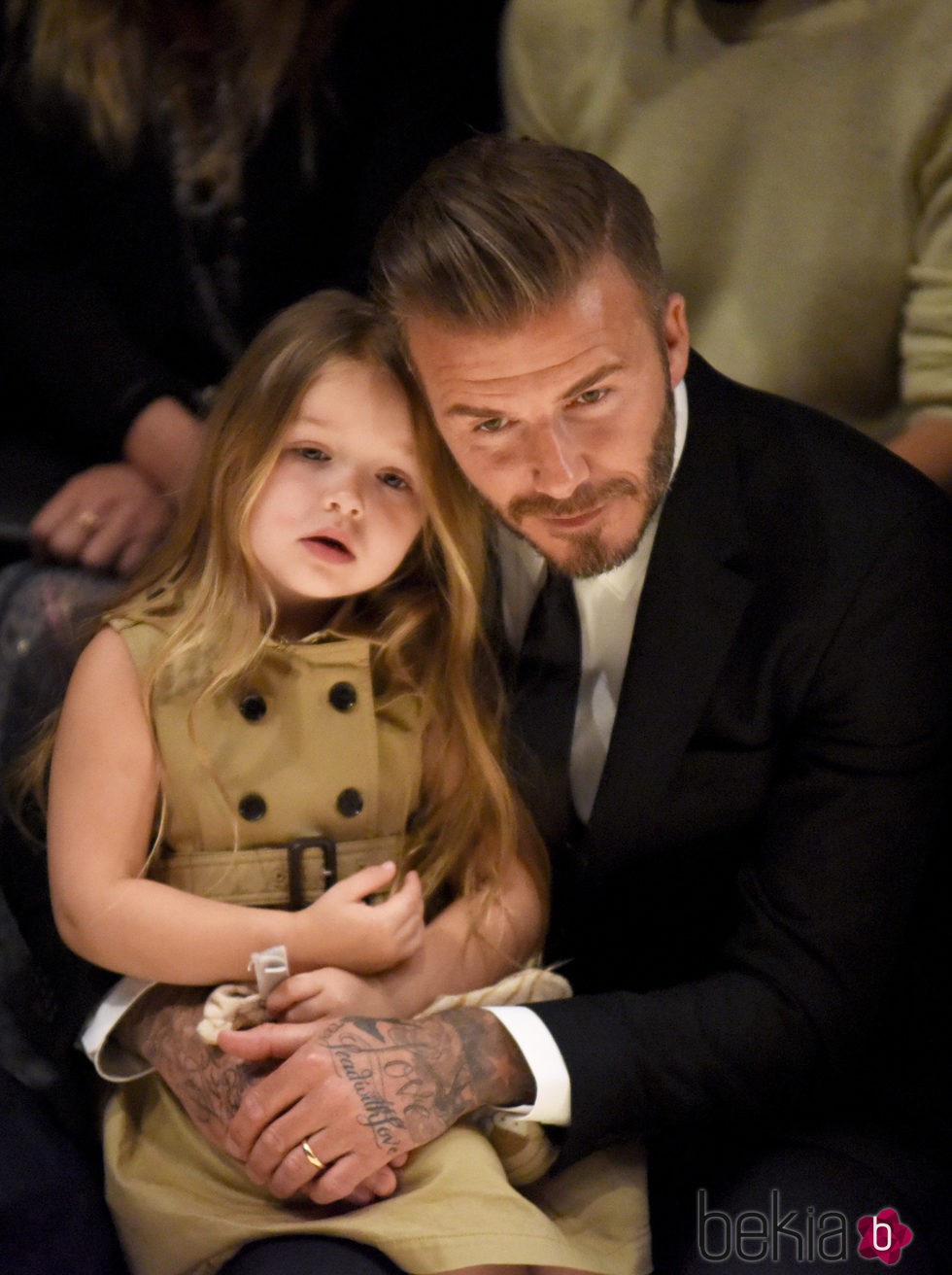 David Beckham con su hija Harper Seven en el desfile de Burberry 'London in Los Angeles'