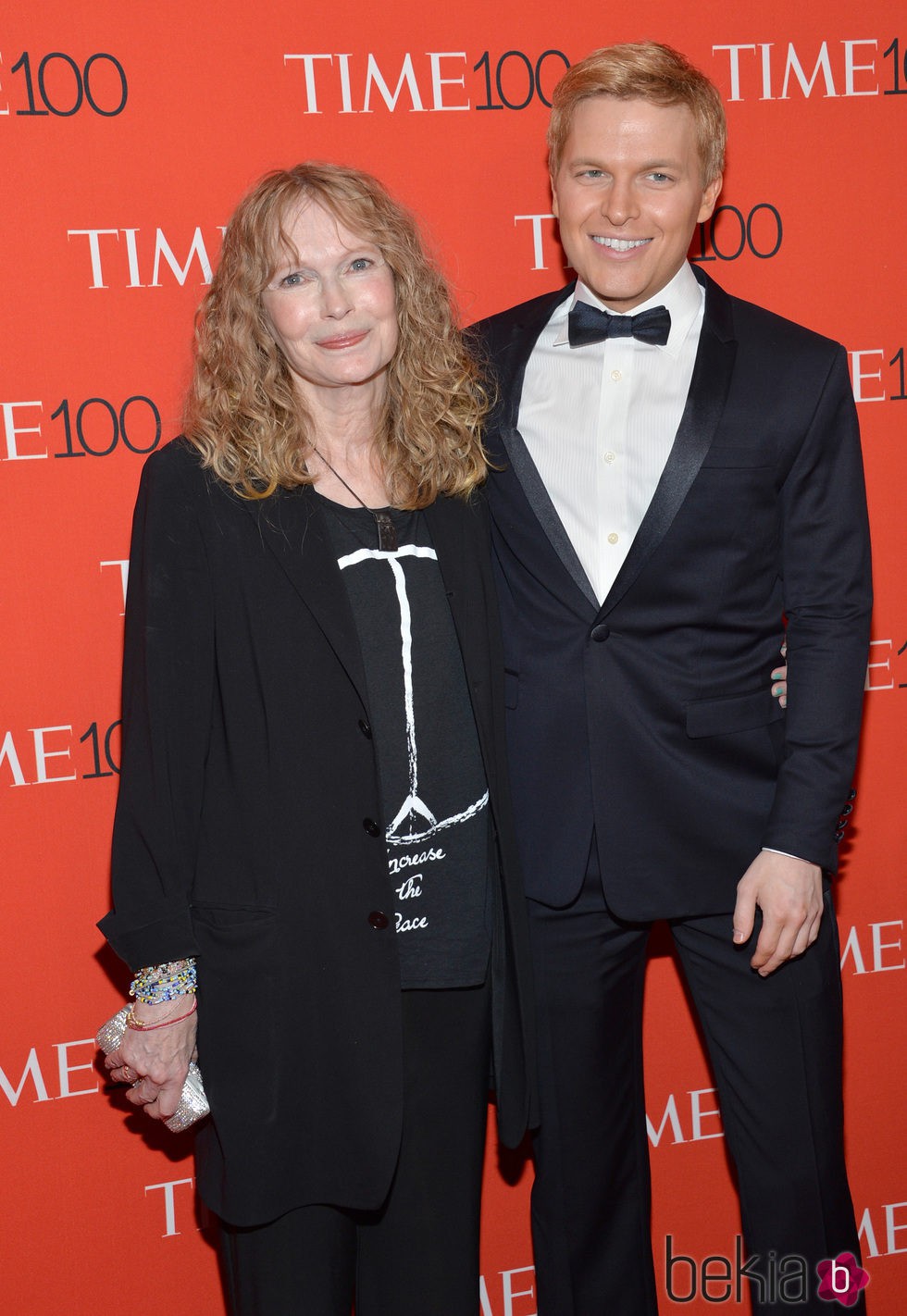 Mia Farrow y Ronan Farrow en la Gala Time de los 100 más influyentes 2015