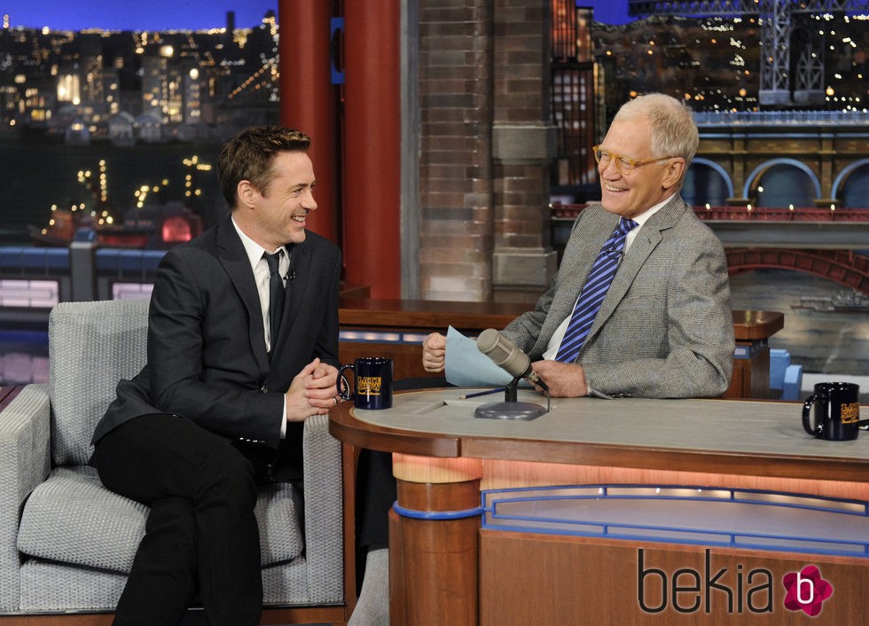 Robert Downey Jr. en el show de David Letterman en Nueva York