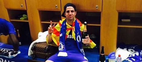 Cesc Fábregas celebrando la Premier League 2015