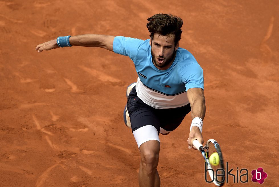 Feliciano López disputando su primer partido en el Open de Madrid 2015