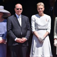 Alberto y Charlene de Mónaco en el bautizo de Jacques y Gabriella de Mónaco