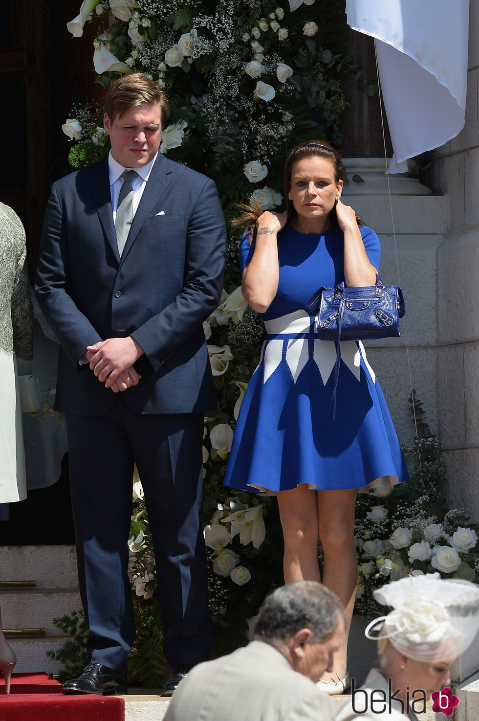 Christopher Le Vine Jr y Estefanía de Mónaco en el bautizo de Jacques y Gabriella de Mónaco