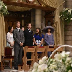 Pierre y Andrea Casiraghi, Estefanía y Carolina de Mónaco y Pauline y Louis Ducruet en el bautizo de Jacques y Gabriella de Mónaco