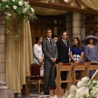 Pierre y Andrea Casiraghi, Estefanía y Carolina de Mónaco y Pauline y Louis Ducruet en el bautizo de Jacques y Gabriella de Mónaco