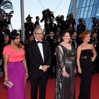 Mindy Kaling, Lewis Black, Phyllis Smith y Amy Poehler en el estreno de 'Inside Out' en Cannes 2015