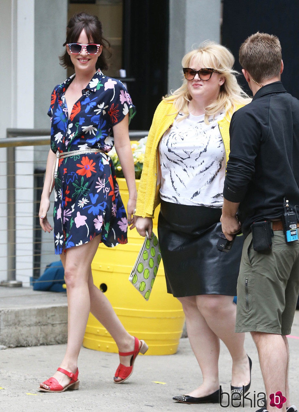 Dakota Johnson con su compañera de reparto Rebel Wilson en 'How To Be Single'