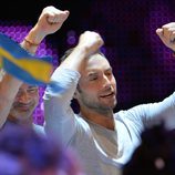 Måns Zelmerlöw durante las votaciones del Festival de Eurovisión 2015