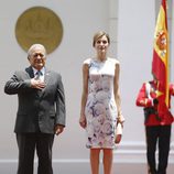 La Reina Letizia con el Presidente Salvador Sánchez Cerén en su almuerzo de despedida en El Salvador