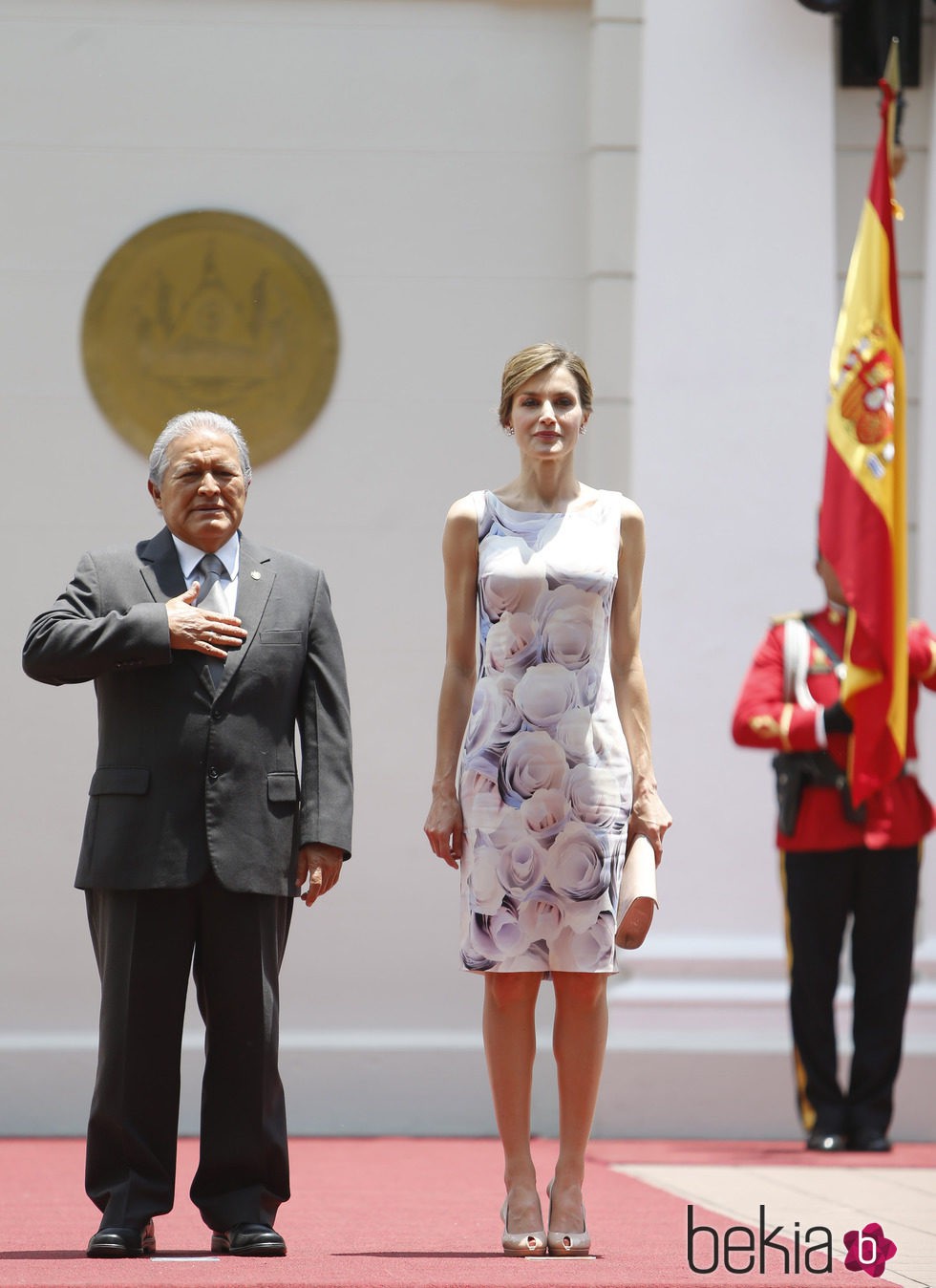 La Reina Letizia con el Presidente Salvador Sánchez Cerén en su almuerzo de despedida en El Salvador