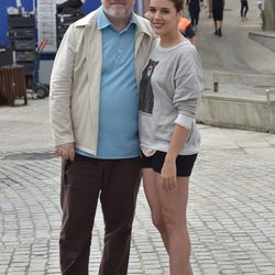 Pedro Almodóvar y Adriana Ugarte en el rodaje de 'Silencio' en Galicia