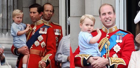 El Príncipe Carlos con Guillermo de Inglaterra en el Trooping the Colour 1984