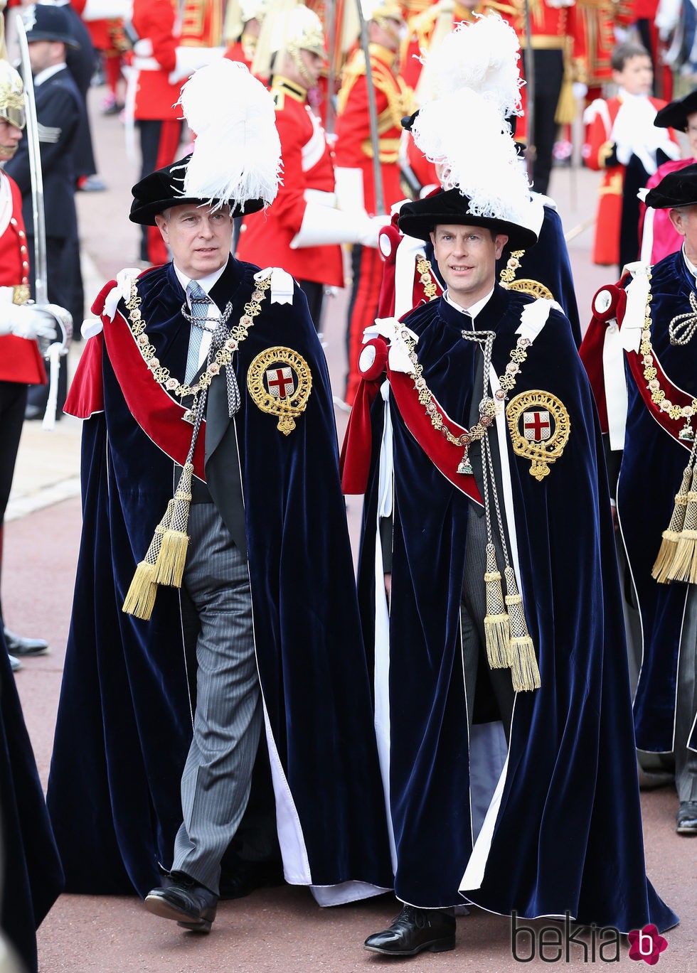 El Duque de York y el Conde de Wessex en la ceremonia de la Orden de la Jarretera 2015