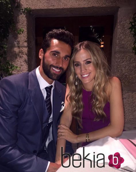 Álvaro Arbeloa y Carlota Ruiz en la boda de José Callejón y Marta Ponsati