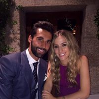 Álvaro Arbeloa y Carlota Ruiz en la boda de José Callejón y Marta Ponsati