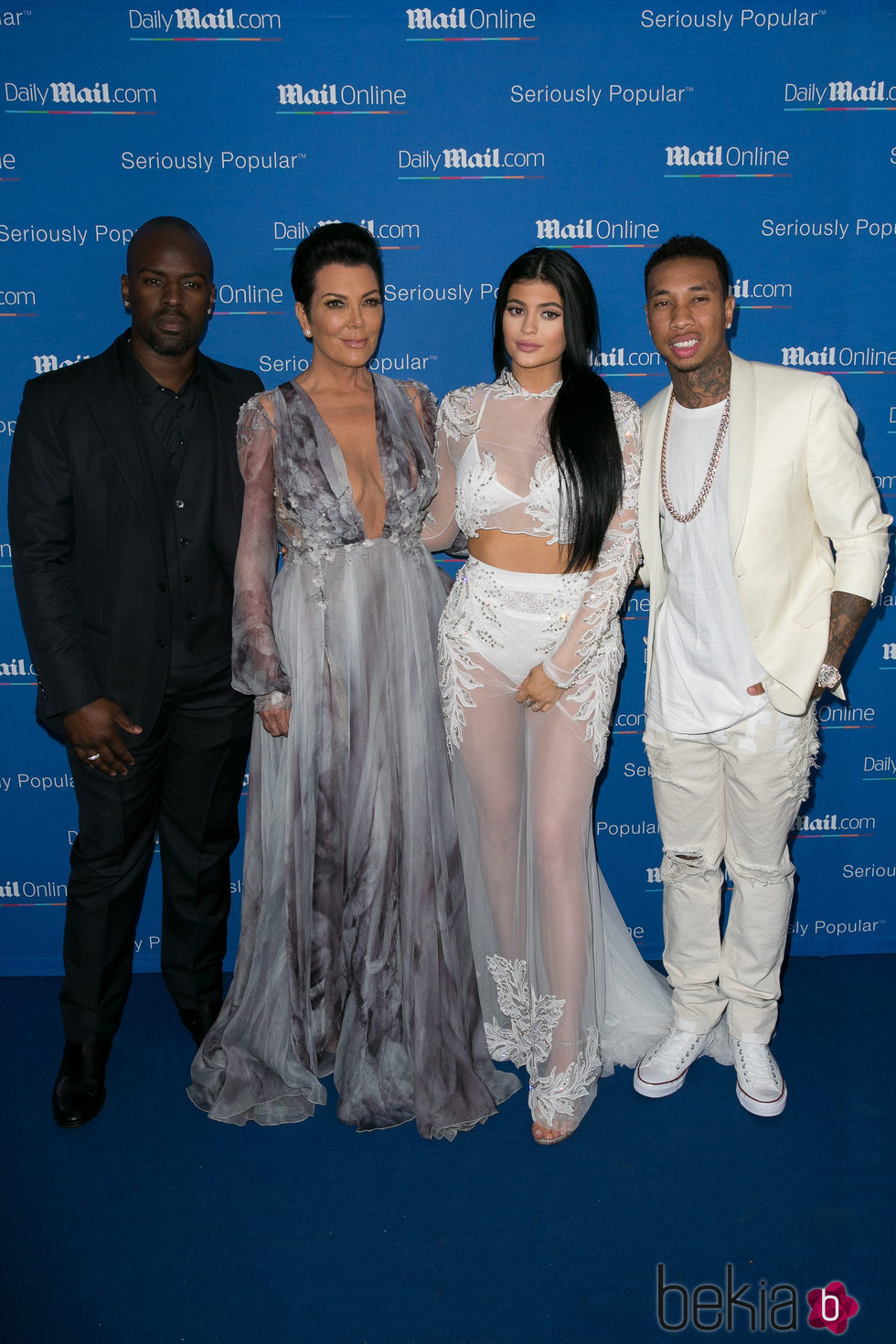 Corey Gamble, Kris Jenner, Kylie Jenner y Tyga en una fiesta organizada por Daily Mail en Cannes