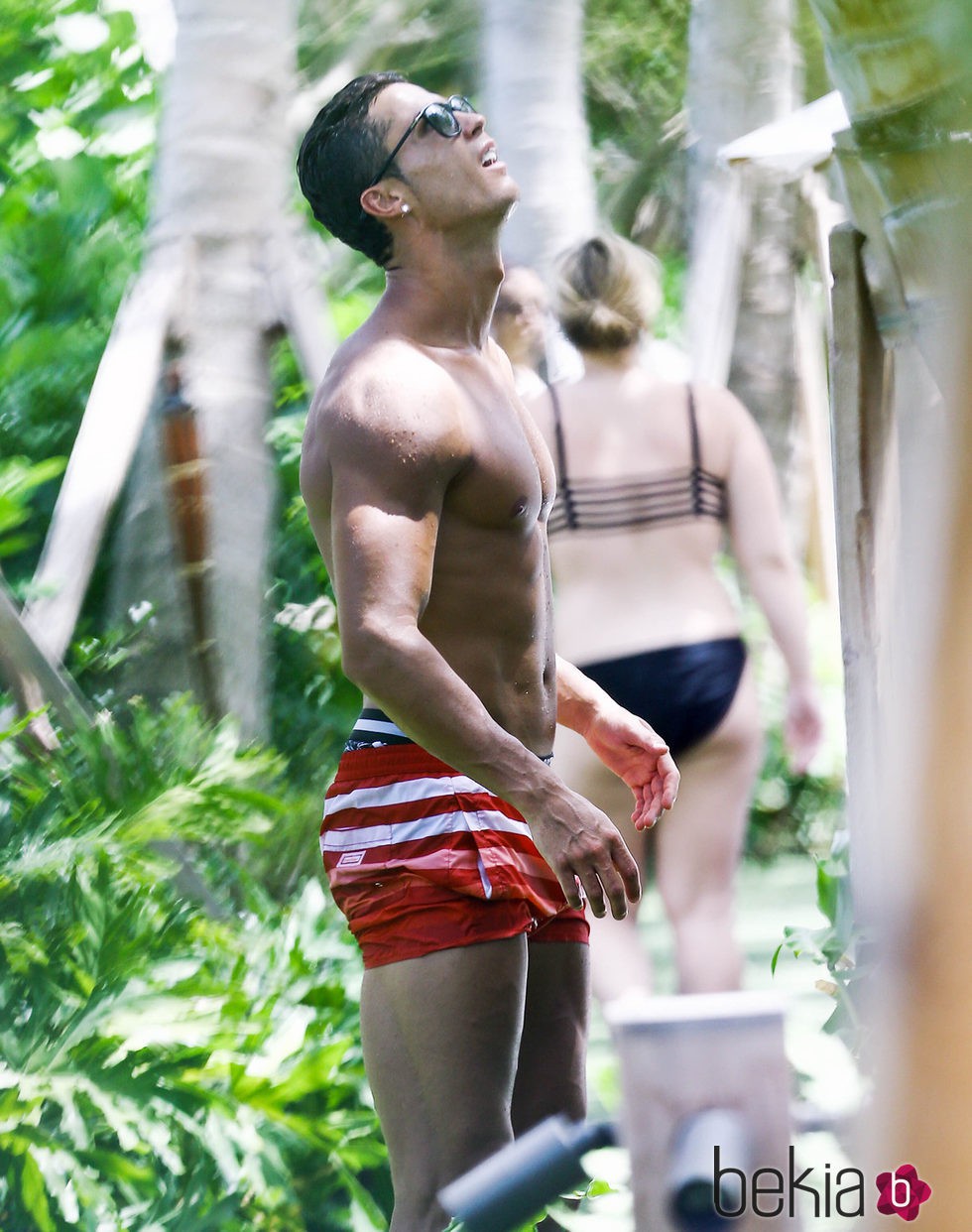 Cristiano Ronaldo en el resort de Miami en el que está de vacaciones con su hijo