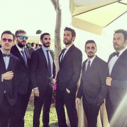 Julián López, Canco Rodríguez y Dani Martínez en la boda de Helen Lindes y Rudy Fernández