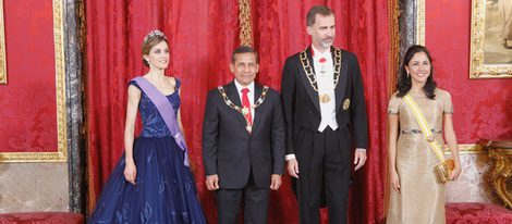 Los Reyes Felipe y Letizia con el presidente de Perú Ollanta Humana y su esposa