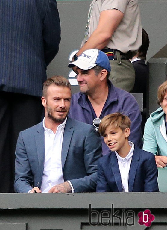 David Beckham y su hijo Romeo en Wimbledon 2015