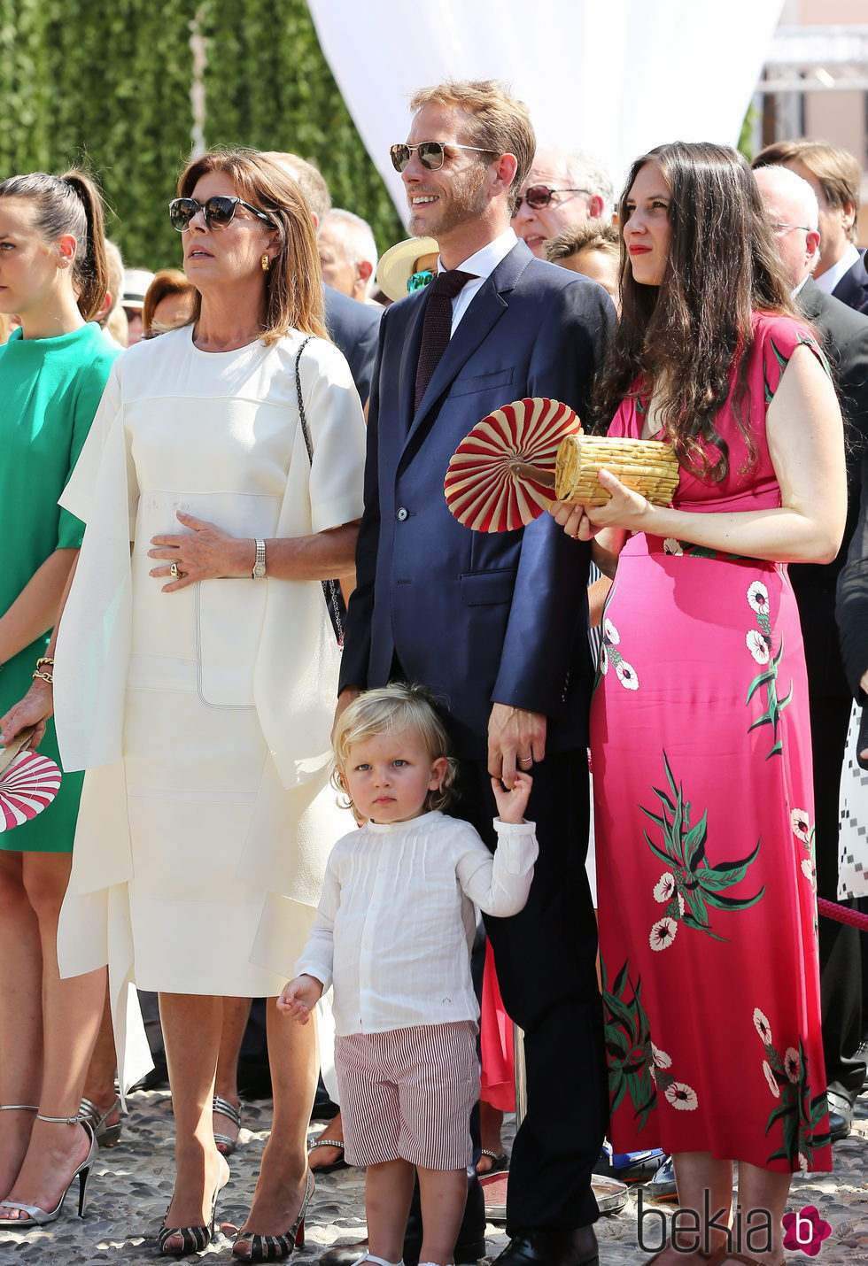 Princesa Carolina de Mónaco junto a sus hijos Andrea Casiraghi y Tatiana Santo Domingo y su nieto Sacha