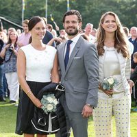 Sofia Hellqvist, Carlos Felipe de Suecia, Magdalena de Suecia y Chris O'Neill en el 38 cumpleaños de Victoria de Suecia