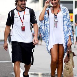 Fernando Alonso y Lara Álvarez en el GP de Hungría 2015