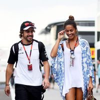 Fernando Alonso y Lara Álvarez en el GP de Hungría 2015