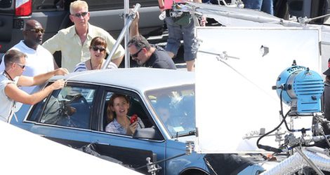 Jennifer Garner y Queen Latifah en el set de rodaje de 'Miracles From Heaven'