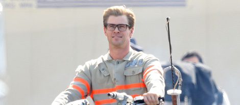 Chris Hemsworth en el rodaje de 'Cazafantasmas' en Boston