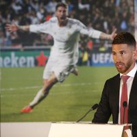 Sergio Ramos durante su acto de renovación con el Real Madrid hasta 2020