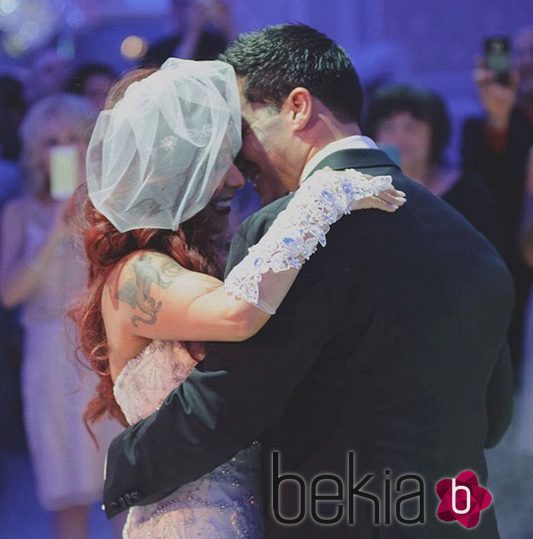 Snooki con su marido en el día de su boda