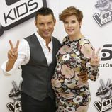 Jesús Vázquez y Tania Llasera en la presentación de la 'La Voz Kids 2'