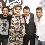 Manuel Carrasco, Tania Llasera, Jesús Vázquez y David Bisbal en la presentación de la 'La Voz Kids 2'