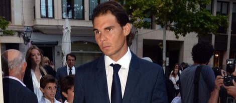 Rafa Nadal en el funeral de su abuelo Rafael Nadal