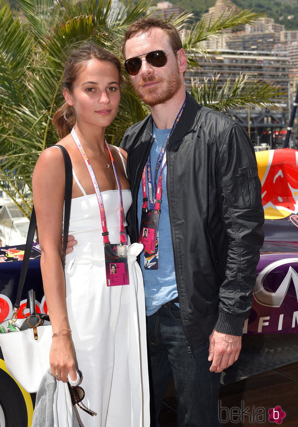 Michael Fassbender y Alicia Vikander en el Gran Premio de Fórmula 1 de Mónaco