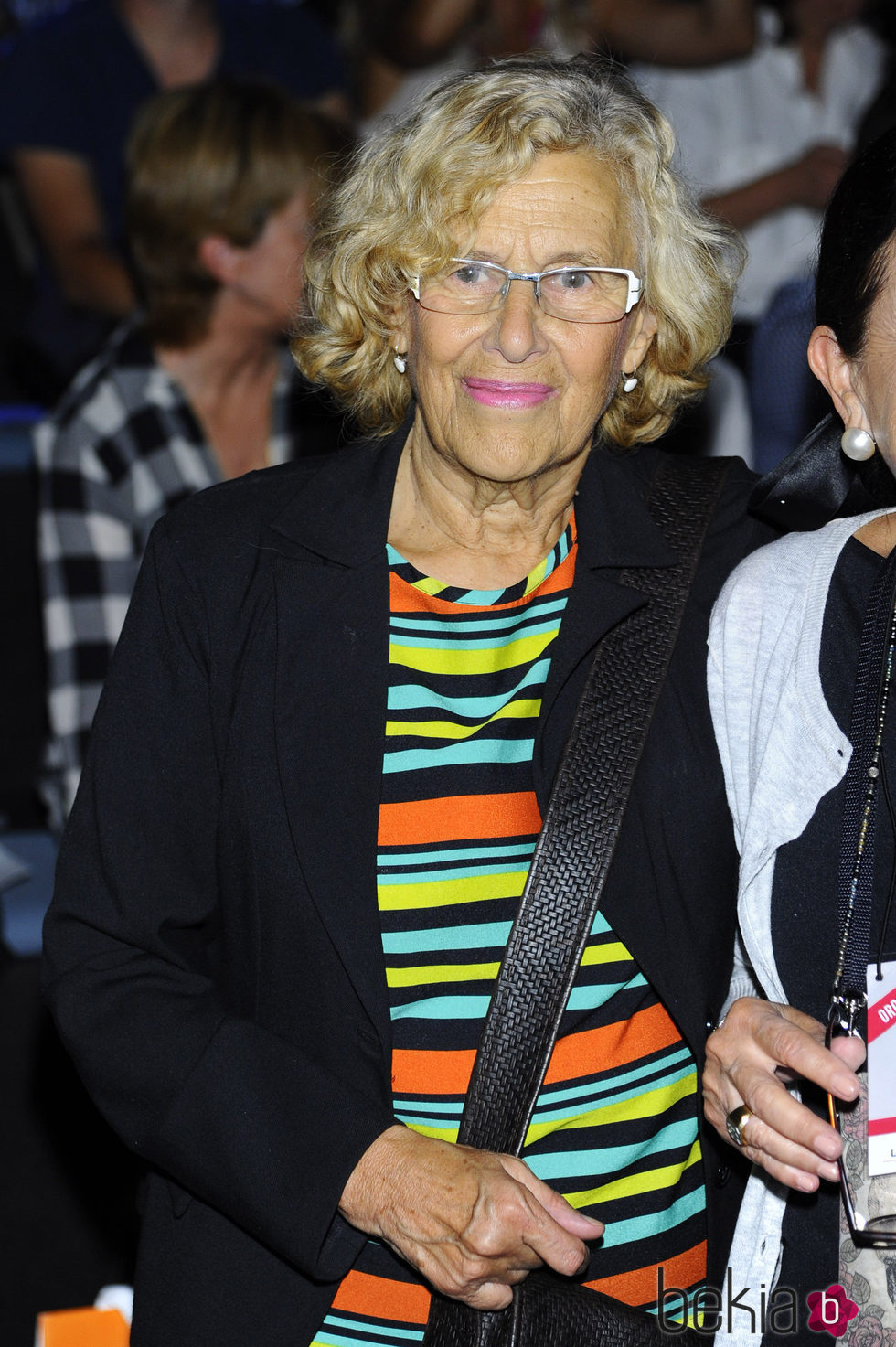 Manuela Carmena en el front row de Duyos durante la Madrid Fashion Week 2015