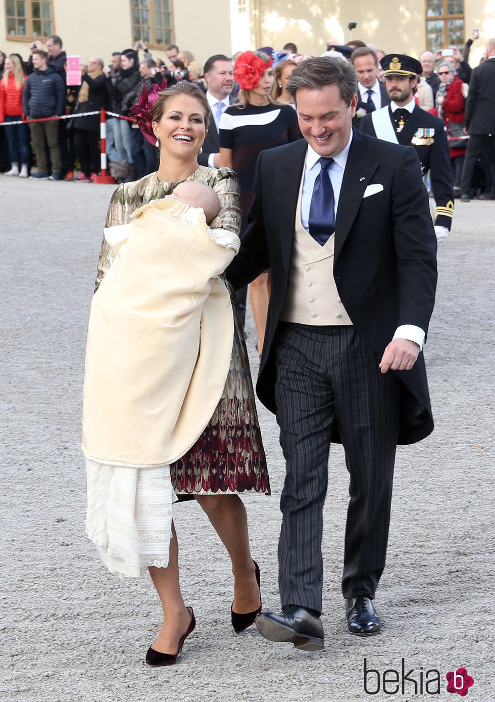 La princesa Magdalena de Suecia y su marido Christopher O'neill en el bautizo de Nicolás de Suecia