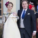 La princesa Magdalena de Suecia y su marido Christopher O'neill en el bautizo del pequeño Nicolás de Suecia