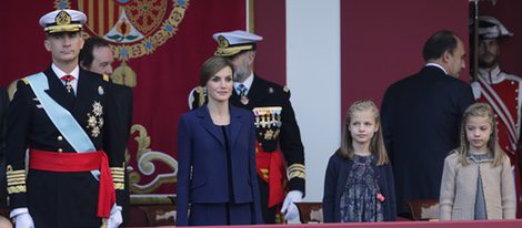 Los Reyes Felipe y Letizia, la Princesa Leonor y la Infanta Sofía en el Día de la Hispanidad 2015