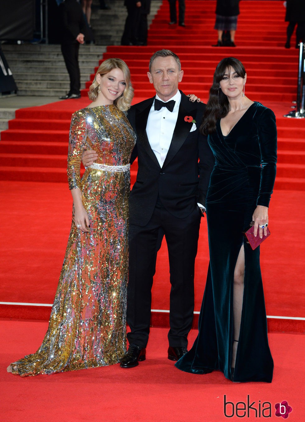 Léa Seydoux, Daniel Craig y Monica Bellucci en el estreno de 'Spectre' en Londres