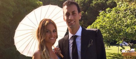 Elena Galera y Sergio Busquets en una boda