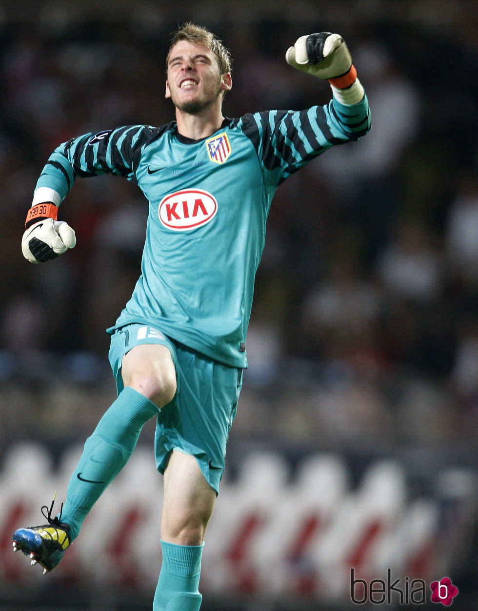 David de Gea celebrando una victoria con el Atlético de Madrid